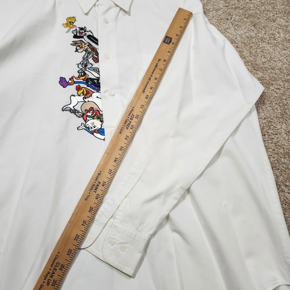 Vintage 90s Looney Tunes Embroidered Button Down Shirt Mens L Bugs Bunny READ - Picture 12 of 12